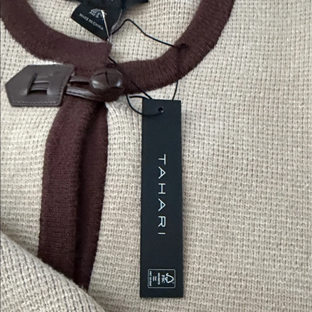 Tahari Women’s Knit Toggle Cardigan Sweater Jacket in  Elegant Beige/Brown Sz-S - Picture 10 of 10